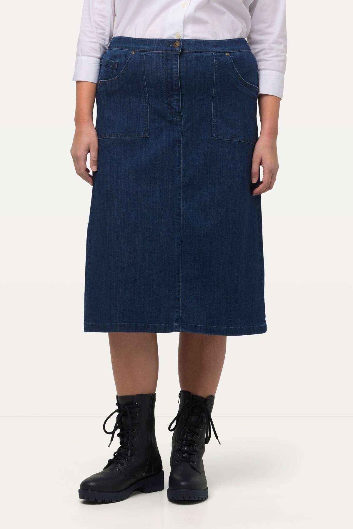 Джинсовая юбка Джинсовая юбка А-силуэта с карманами, эластичная, комфортная
