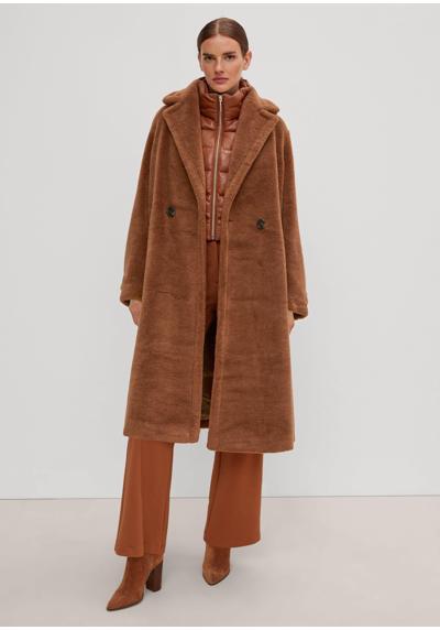 Длинное плюшевое пальто Тедди с воротником с лацканами