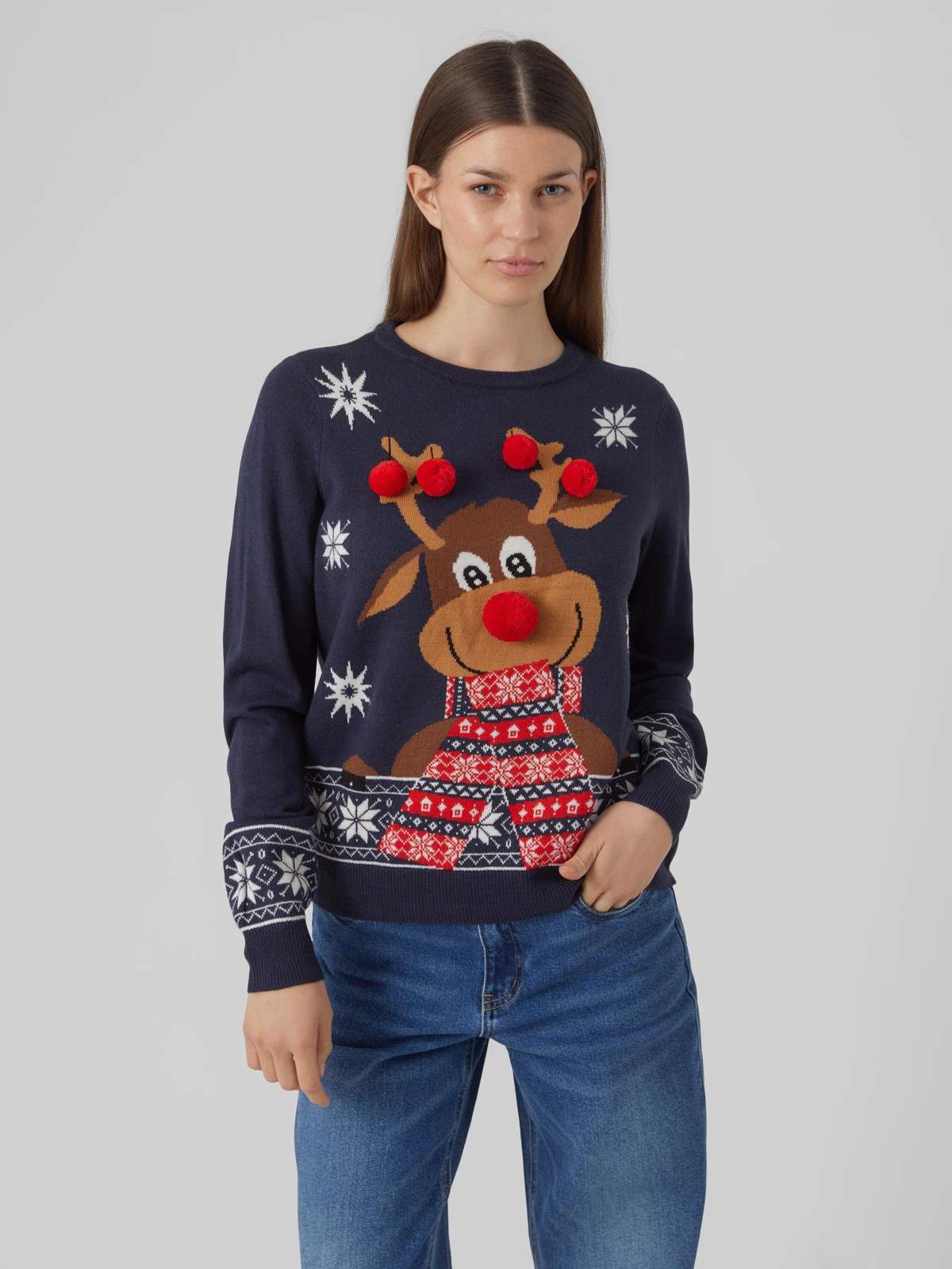 Рождественский свитер VMNEWFROSTYDEER LS O-NCK BLOUSE XMAS REP