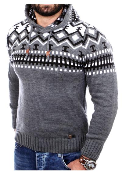 Вязаный свитер мужской крупной вязки свитер норвежский зимний с капюшоном (1 шт.) вязаный свитер мужской норвежского узора с капюшоном