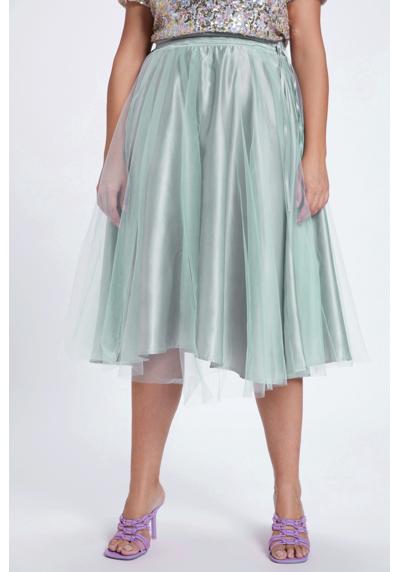 Кожаная юбка, тюлевая юбка А-силуэта, эластичный пояс, атласная нижняя юбка