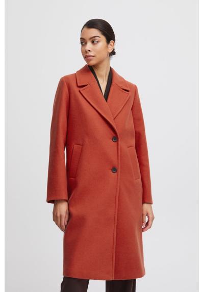 Длинное пальто с воротником с лацканами, длинная куртка BYCILIA COAT 3 6261 красного цвета