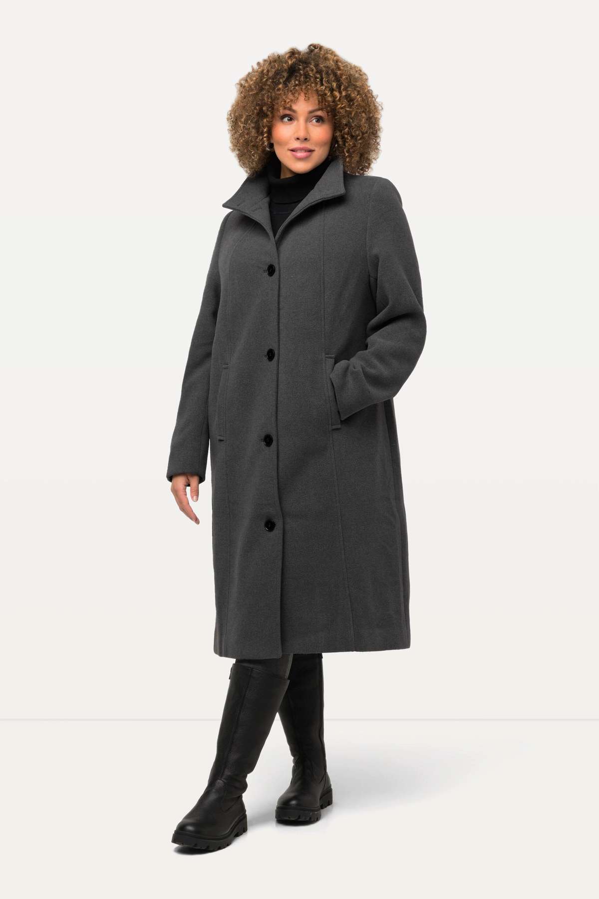 Шерстяное пальто, пальто с воротником-стойкой, качественная шерсть, на полной подкладке