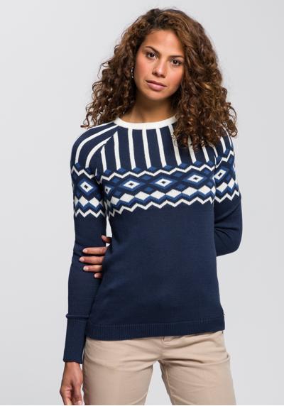 Жаккардовый свитер с норвежским узором в разных цветовых вариациях.