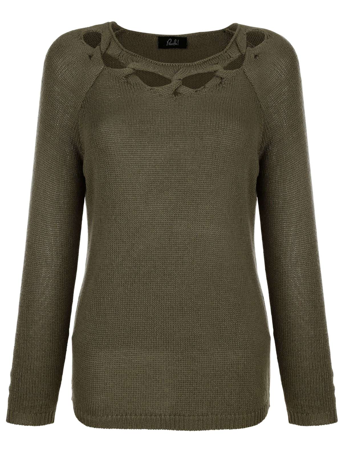 Пуловер-свитшот с плетеным узором на вырезе