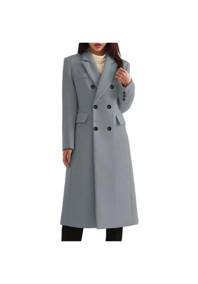 Функциональное пальто, двубортное женское пальто, длинное зимнее офисное пальто с карманами