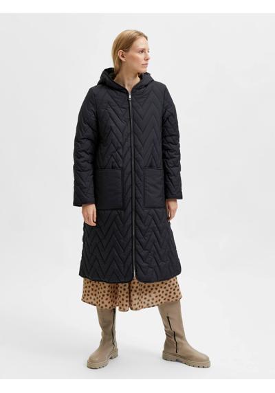 Короткое пальто, удлиненная стеганая куртка, переходное пальто на легкой подкладке SLFNORA 4321 черного цвета.