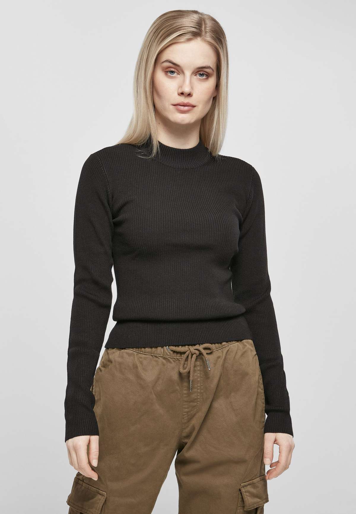 Женская толстовка с капюшоном в рубчик, свитер с высоким воротником (1 шт.)