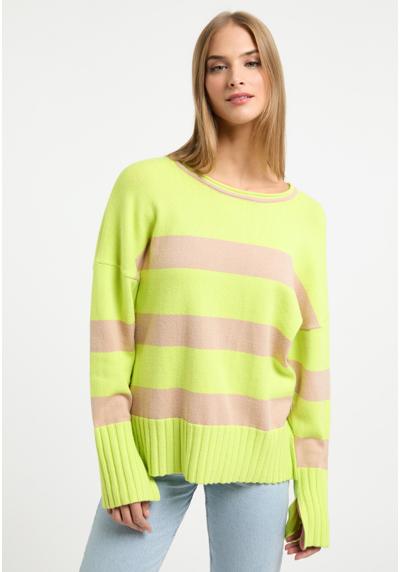 Вязаный пуловер с нежными цветными деталями.