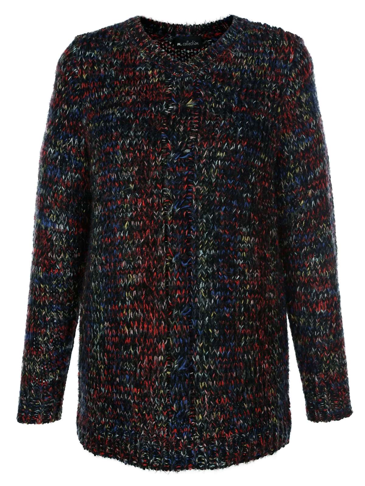 Вязаный свитер-свитер из разноцветной пряжи.