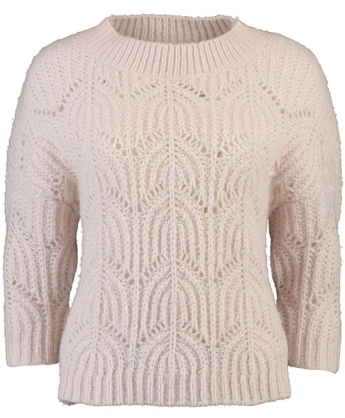 Вязаный свитер-пуловер Lesley из марципана очень мягкой вязки ажурной вязки.
