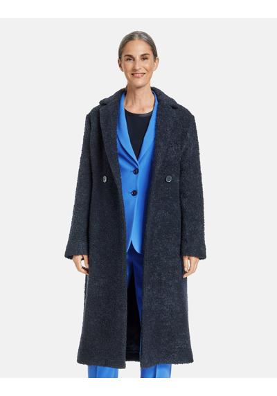 Длинное пальто из шерстяного пальто с эффектом букле