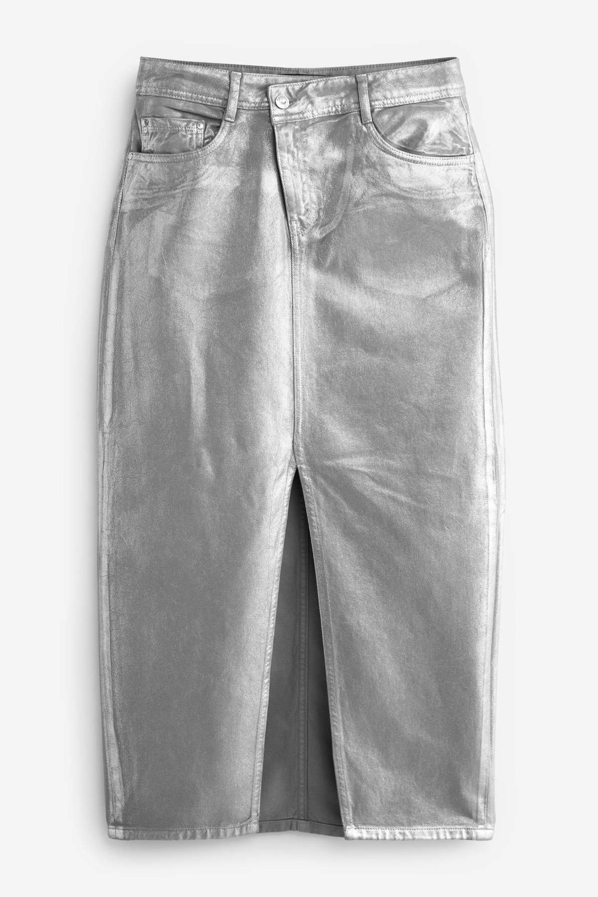 Джинсовая юбка джинсовая юбка-миди металлик с асимметричной талией (1 шт.)