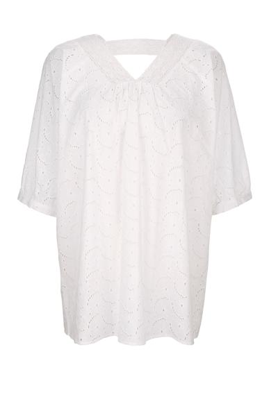 Пляжная блузка-туника с вышивкой-люверсами