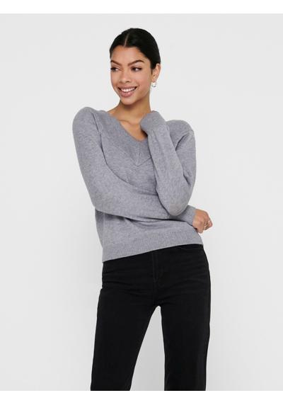 Вязаный свитер с открытыми плечами Свитер тонкой вязки JDYSHANON с длинным рукавом (1 шт.) 3659 серого цвета