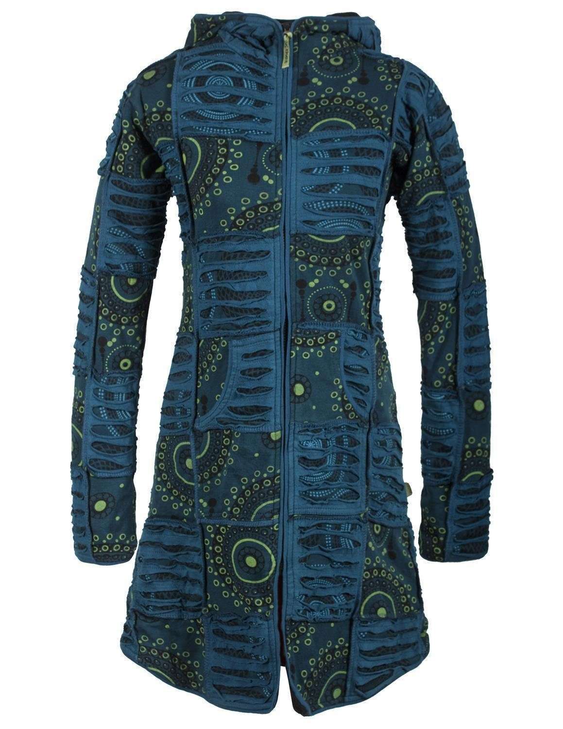 Короткое пальто в стиле хиппи в стиле пэчворк, пальто с ажурным принтом и острым капюшоном Гоа