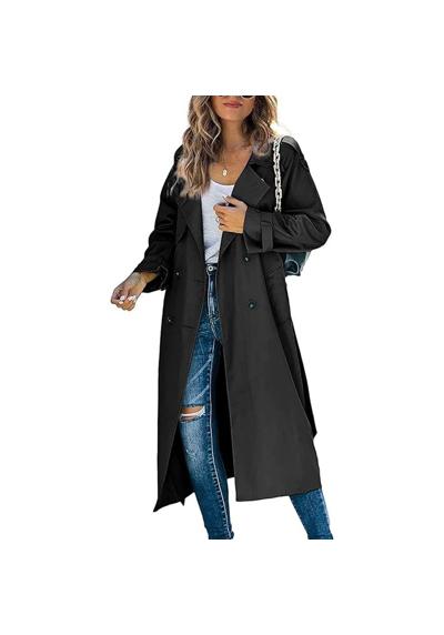 Длинное пальто, женский плащ, двубортное длинное пальто, ветрозащитное пальто