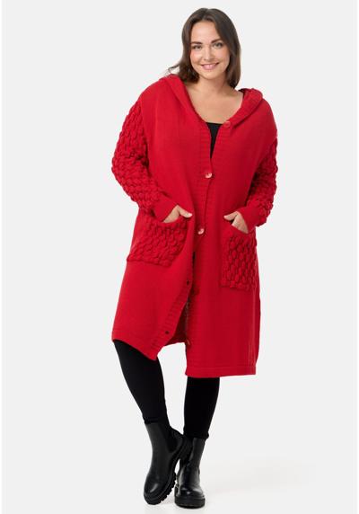 Вязаное пальто Вязаное пальто с капюшоном и схемами вязания из 100% хлопка «Чистый»