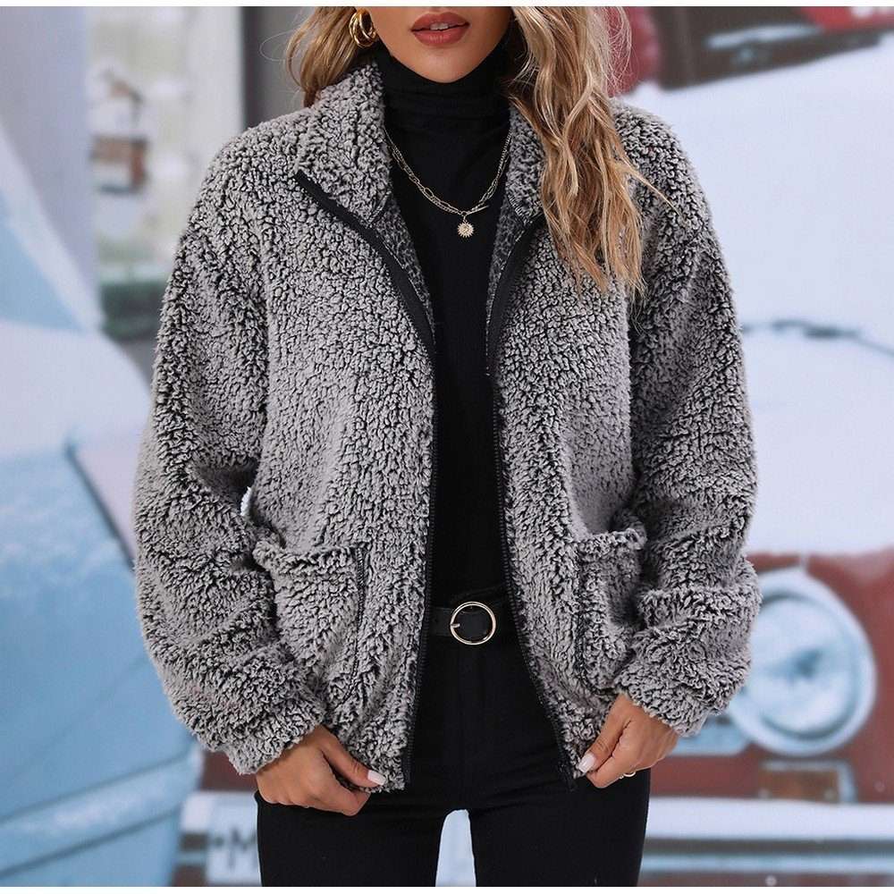 Короткое пальто, женское пальто с лацканами и длинными рукавами, двусторонняя повседневная куртка, зимнее пальто