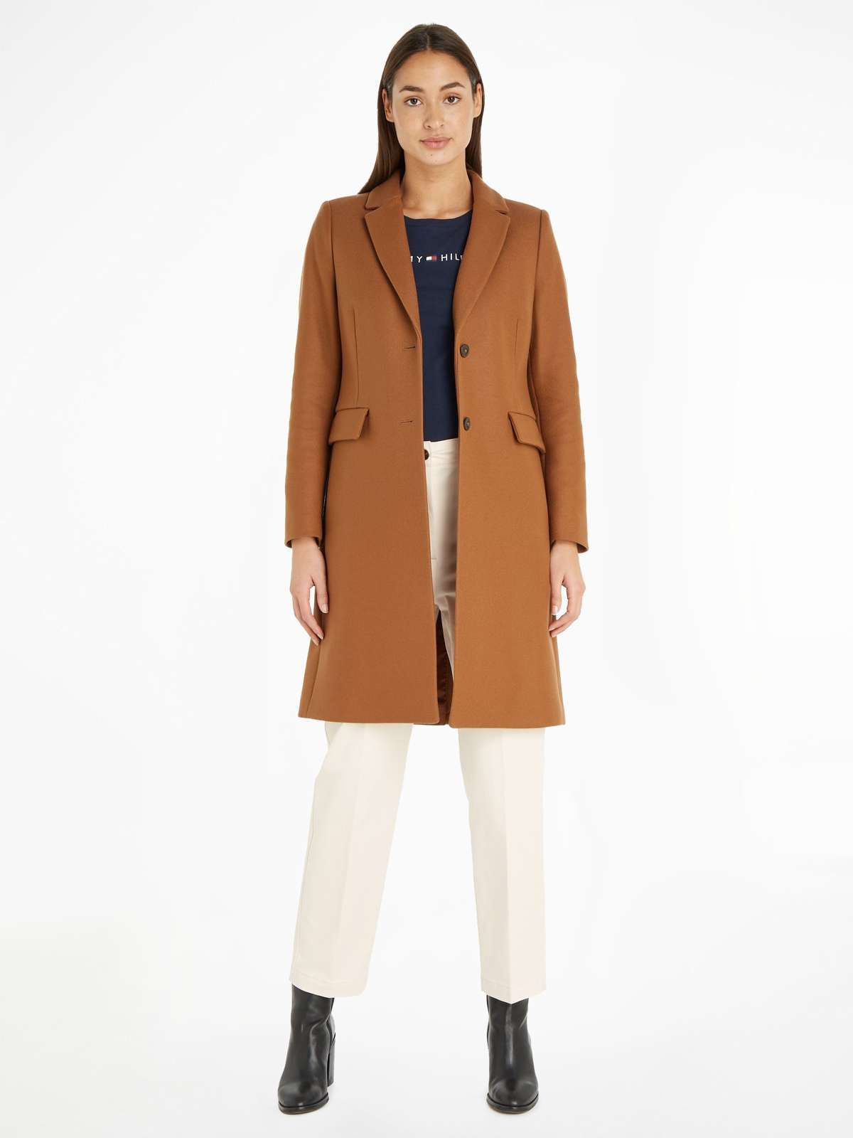 Шерстяное пальто WOOL BLEND CLASSIC COAT с маленькой металлической этикеткой