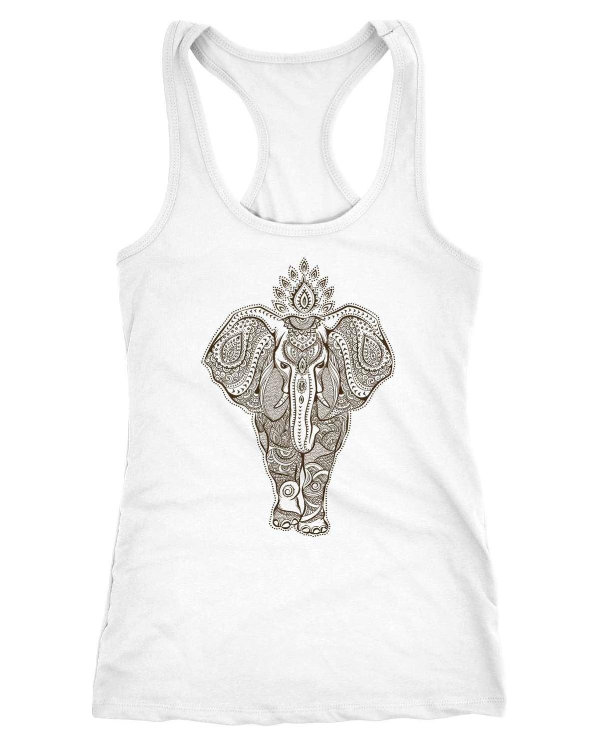 Майка женская безрукавка в стиле дзентангл Elephant Mandala Boho Bohemain Elephant Racerback ®