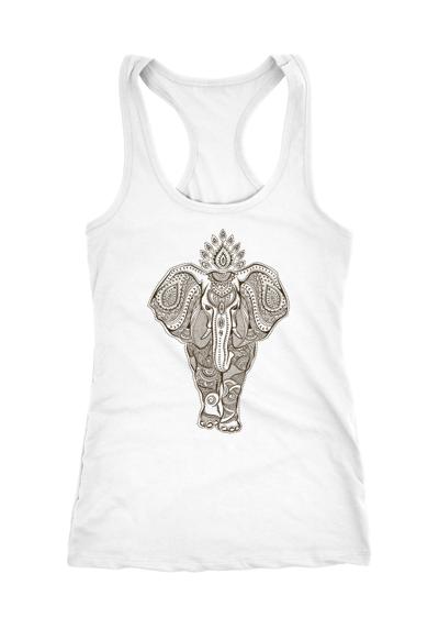 Майка женская безрукавка в стиле дзентангл Elephant Mandala Boho Bohemain Elephant Racerback ®