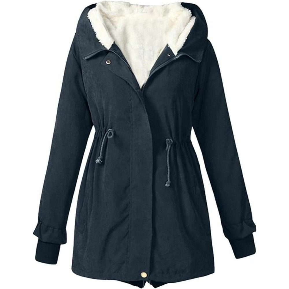 Зимнее пальто женское зимнее теплое меховое пальто зимняя куртка однотонная флисовая куртка пальто