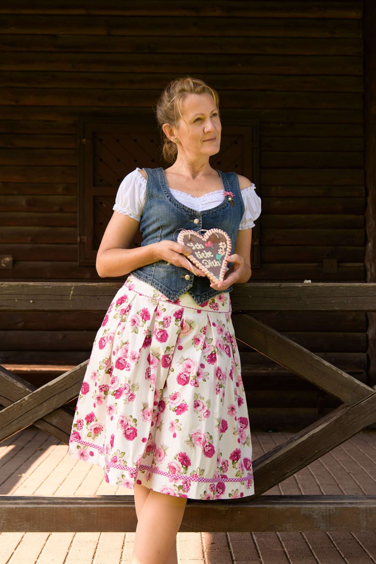 Традиционная юбка Selina плиссированная юбка с принтом розы, юбка цвета экрю, длина 65 см, хлопок