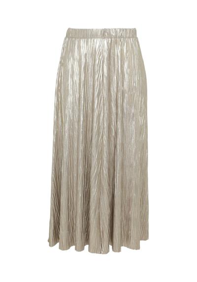 Юбка-трапеция длинная плиссированная юбка золотистого цвета с пайетками