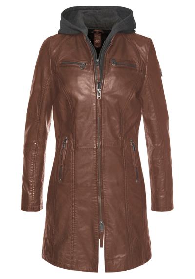 Кожаное пальто Bente Кожаная куртка 2 в 1 со съемной вставкой на капюшоне из качественного трикотажа