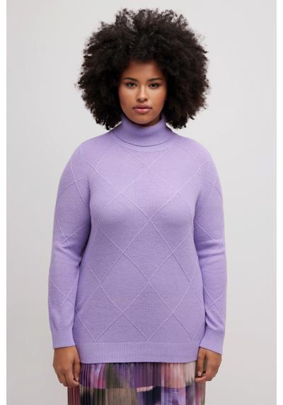 Вязаный пуловер ромбовидной структуры микс, водолазка с длинным рукавом