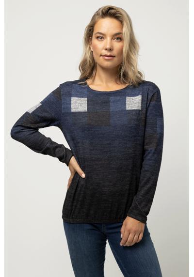 Толстовка-пуловер в клетку с градиентом и круглым вырезом, с длинными рукавами