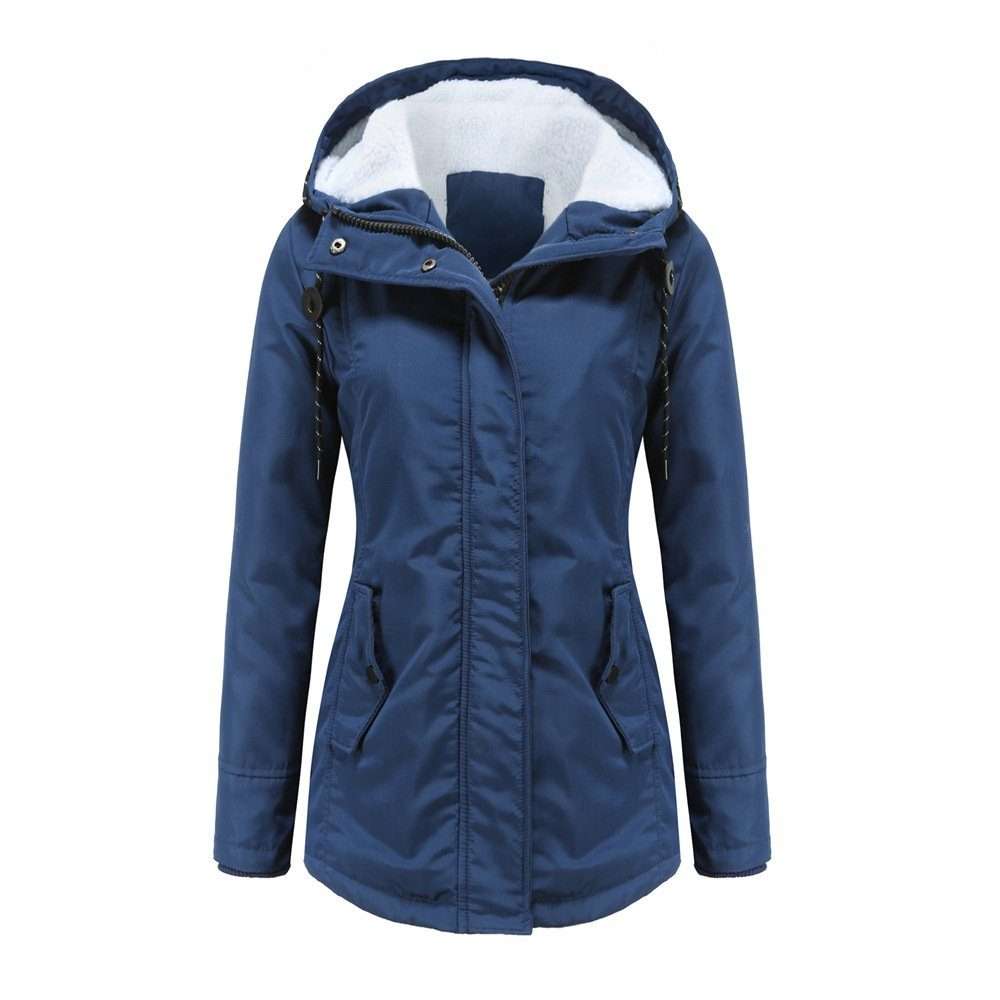 Зимнее пальто, женская куртка на флисовой подкладке с капюшоном, парка, утепленное зимнее теплое пальто W