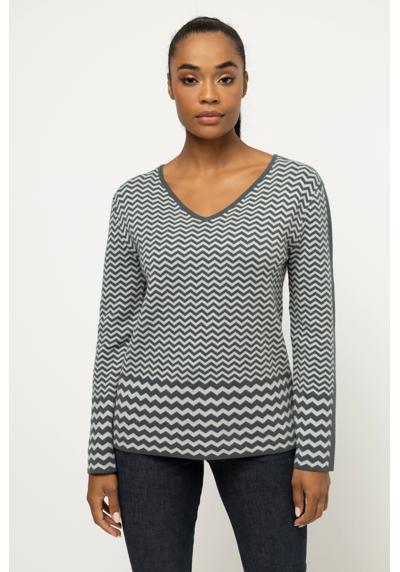 Пуловер с круглым вырезом тонкой вязки, V-образный вырез, длинные рукава
