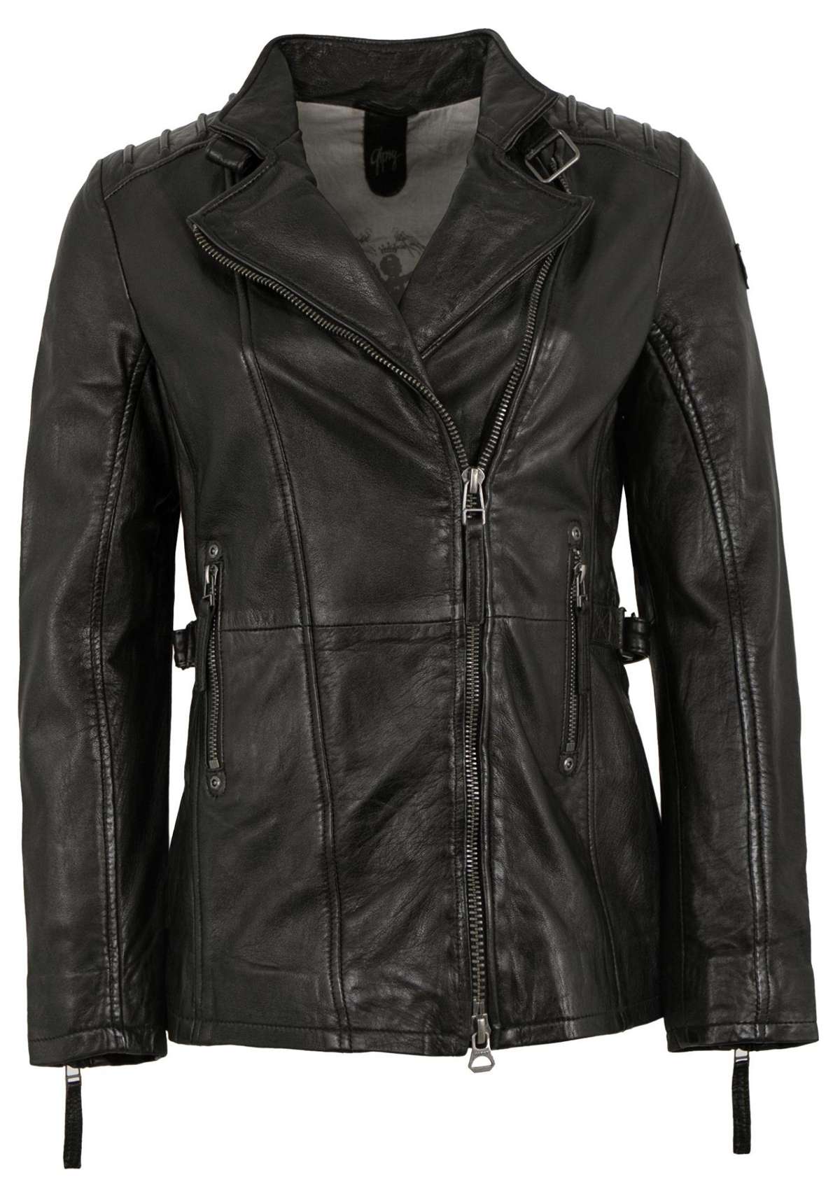 Кожаная куртка GWScandel - женская куртка из натуральной кожи наппа цвета ягненка черная