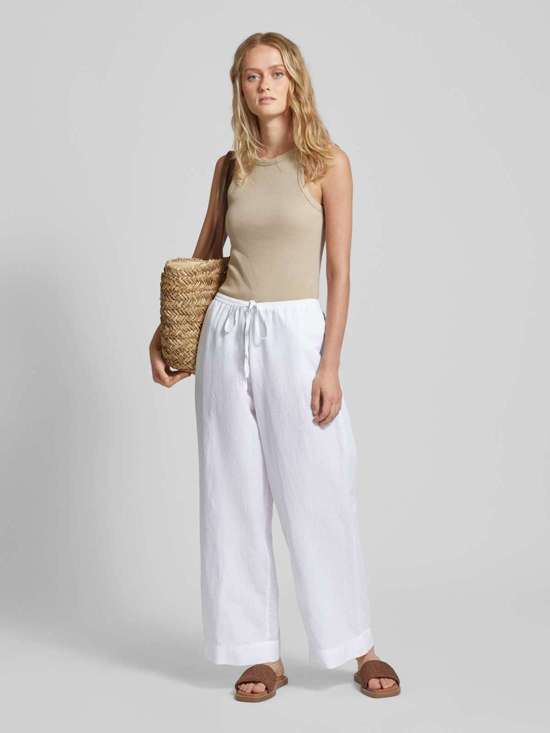 Широкие льняные брюки с эластичным поясом Mirilla