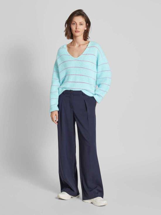 Вязаный свитер из микса альпаки с полосатым узором