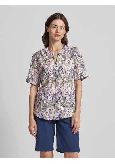 Bluse mit Allover-Muster und V-Ausschnitt